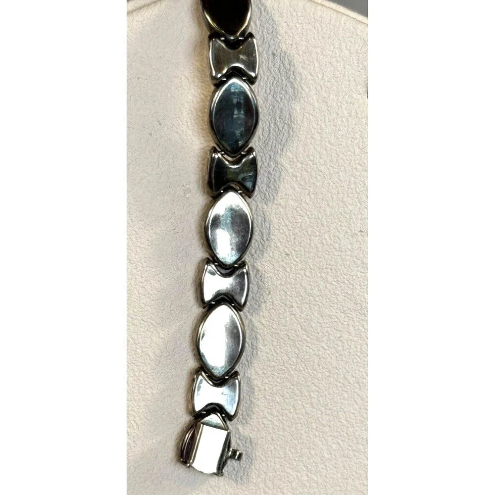 Vintage 925 Sterling Italy Interlocking Panel Link Bracelet 13.59g